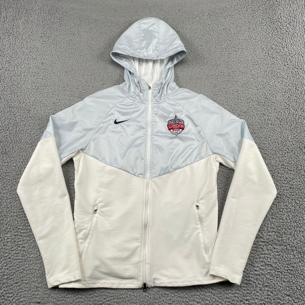 Nike Jacket Womens Medium White London 2012 NBC Olympics Dri-FIT Full Zip Hoodie